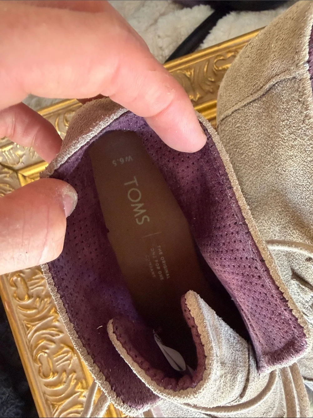 Toms Beige Suede Lace-Up Wedge Ankle Boots
